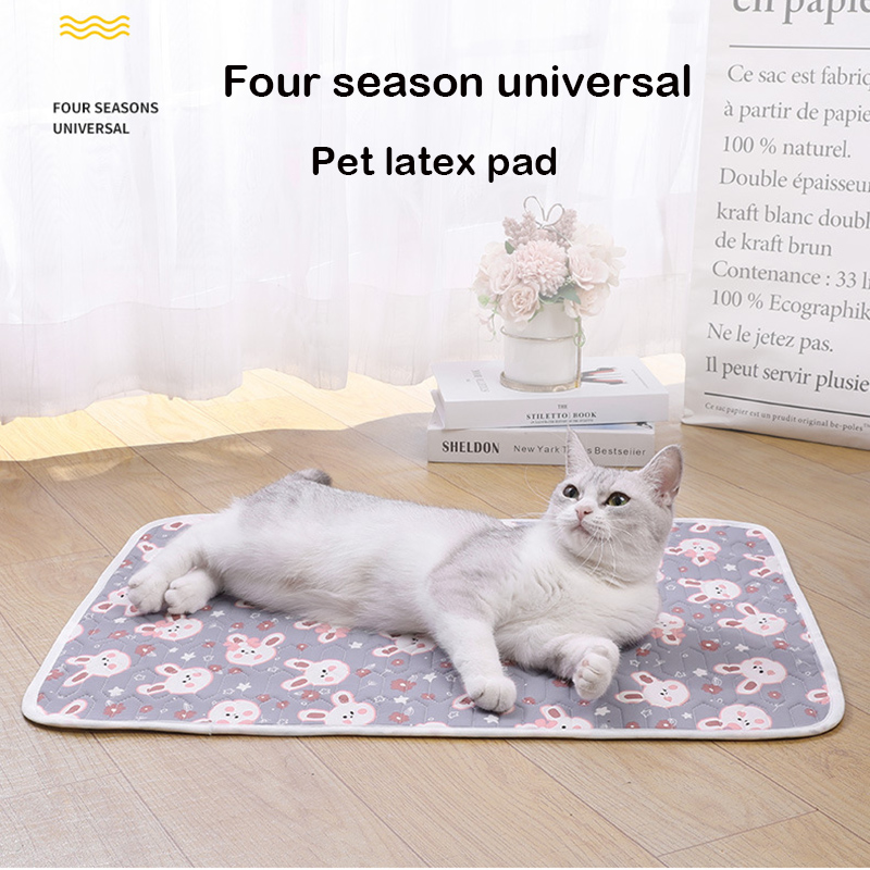 Cat Dog Sleeping Mat Pet Summer Cooling Latex Pad Cute Cartoon Pattern Kennel Ice Silk Cool Mats Floor Sofa Blanket Pet Supplie