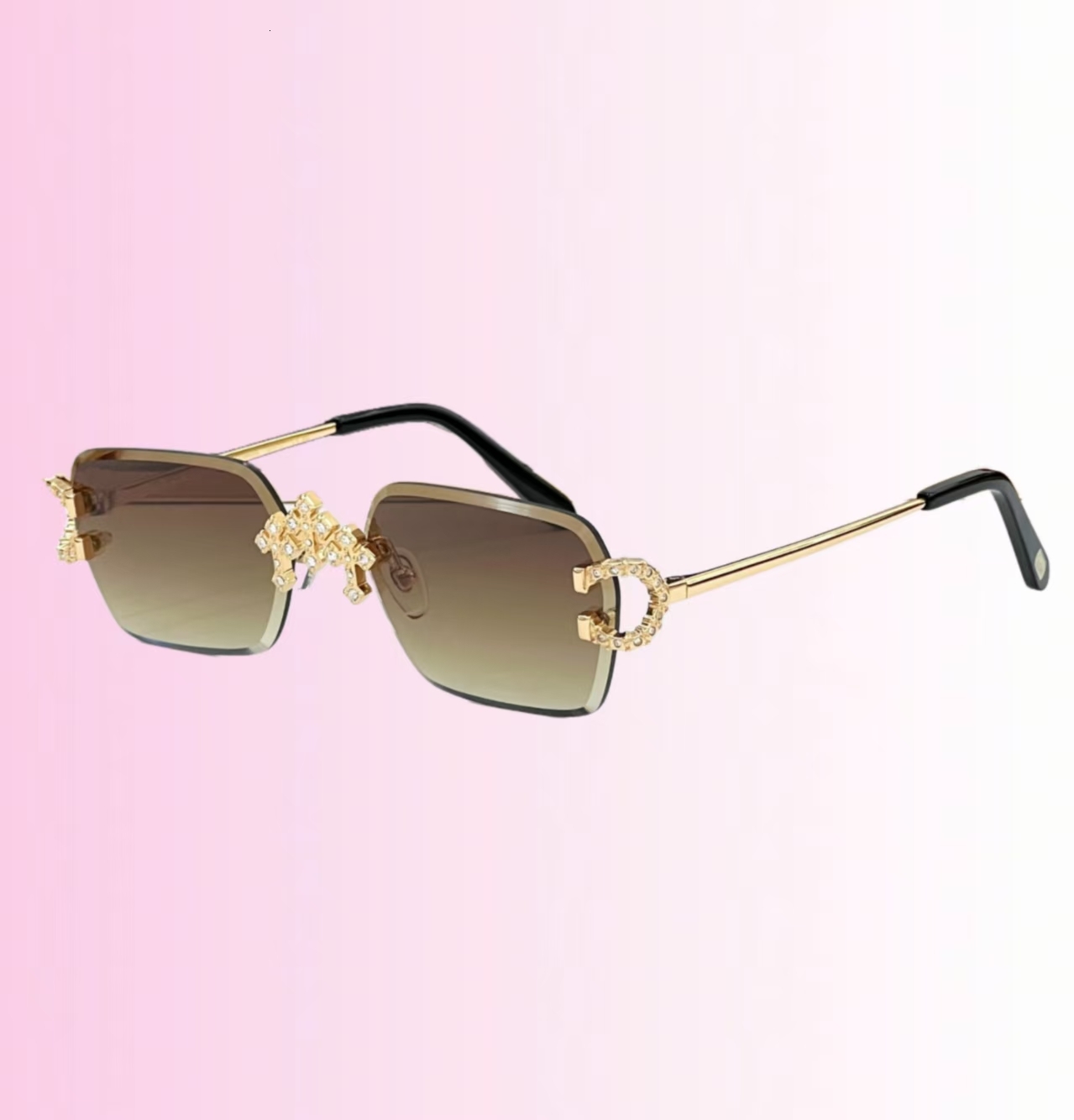Mossany Fashion Sunglasses Rimless sparkling luxury crystal sunglasses