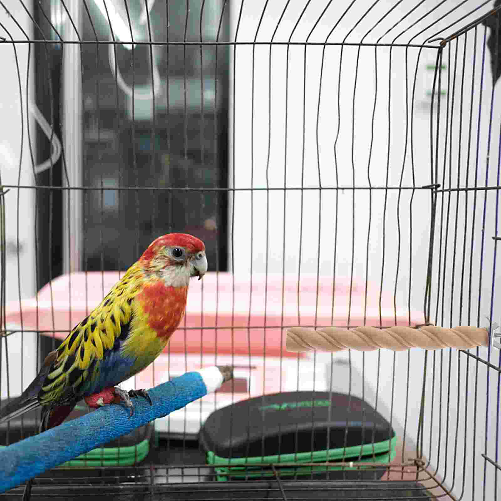 Bird Toy Stand Wood Branches Perches Parakeet Cage Accessories Toys Parrot Cages
