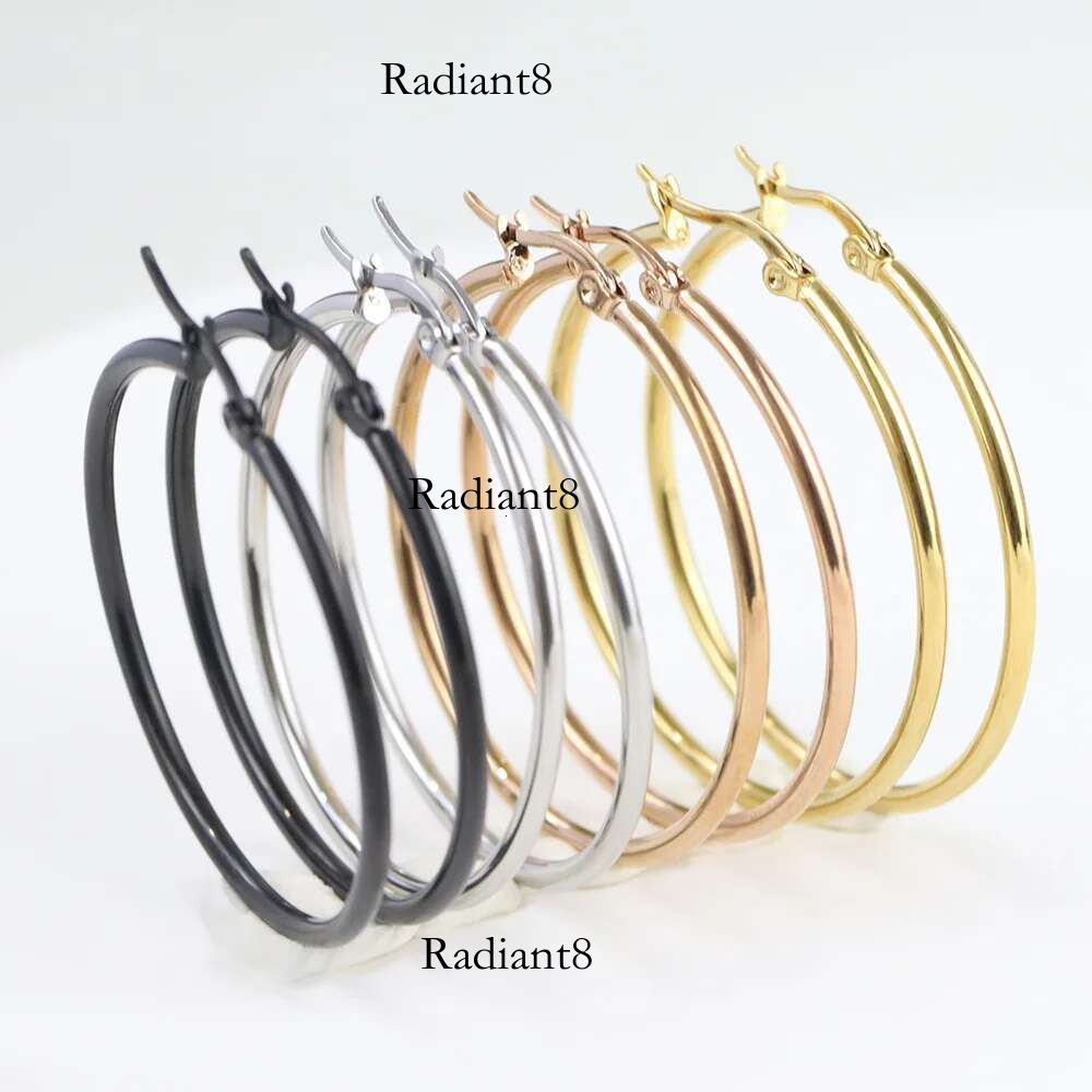 HNSP 50MM Circles Stainless Steel Hoop Earrings For Women Ear Jewelry Fashion Trend Female Girl Accessory