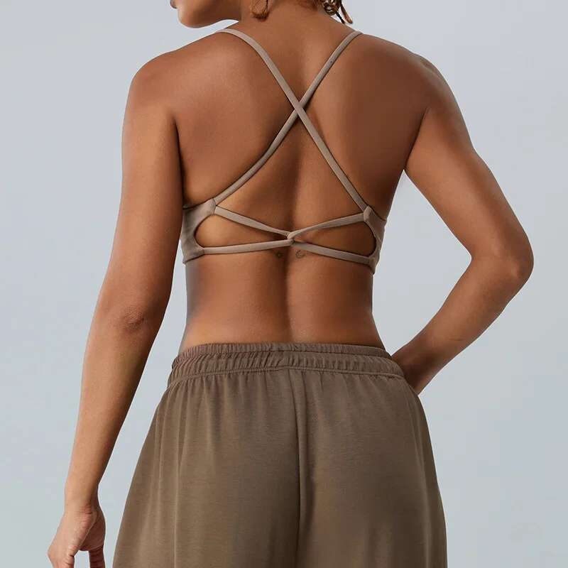 Sports Ladies Bra Sexy Criss Cross Straps Back High Support Impact Yoga Underwear Running Fiess Push Up Padded Bralette Kl-My