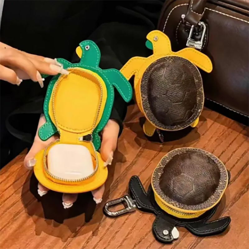 designer headphone case for airpod 4 pro 2 3 air pods 4 Case Print Headset Packet Hook Leather Clasp Anti Lost Earphone Fashion airPod Cases Tortoise Crab Key tool