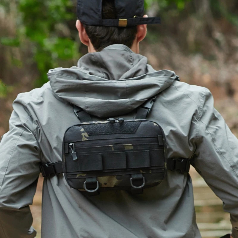 Mens Chest Bag Tactical Fishing Vest Backpack Travel Waterproof Molle Nylon Climbing Camping Backpacks Outdoor Rig Fanny Pack 250227