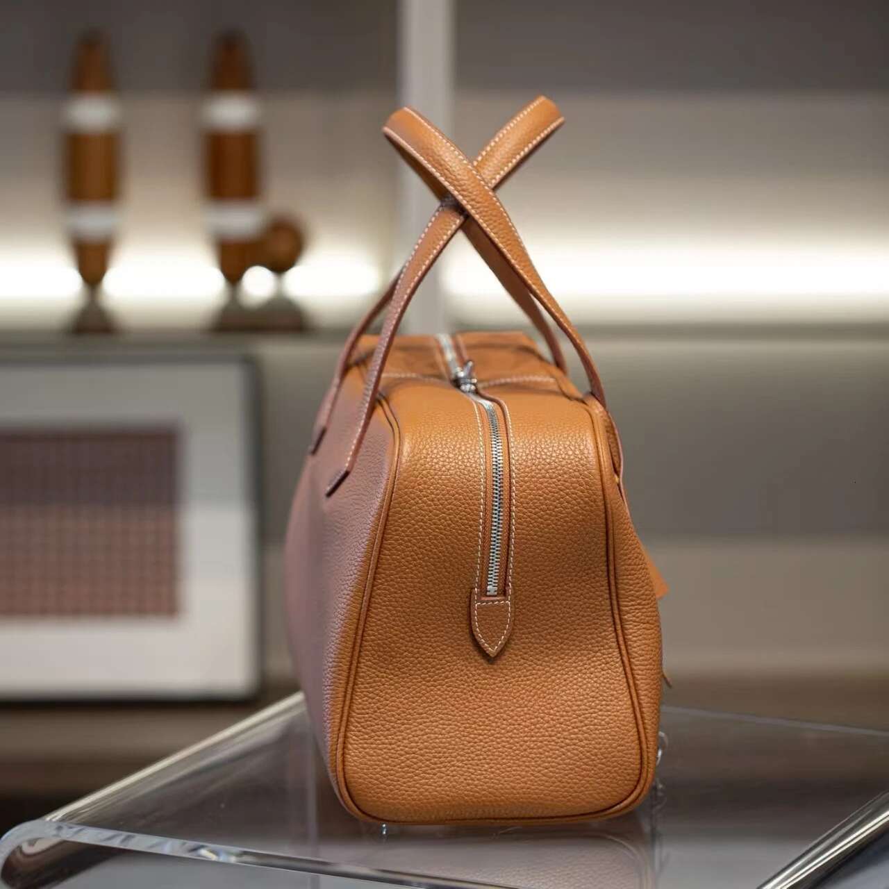 High Quality First Layer TC Cowhide Boston Baommuter Travel Light Large Capacity Handbag Casual Versatile