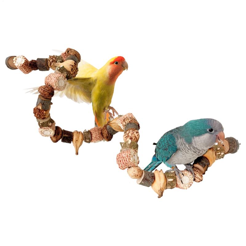 2025 new Wooden Log Blocks Bird Chewing atoo atiel Foraging Climbing Ladders Parrot Shredding Toys For