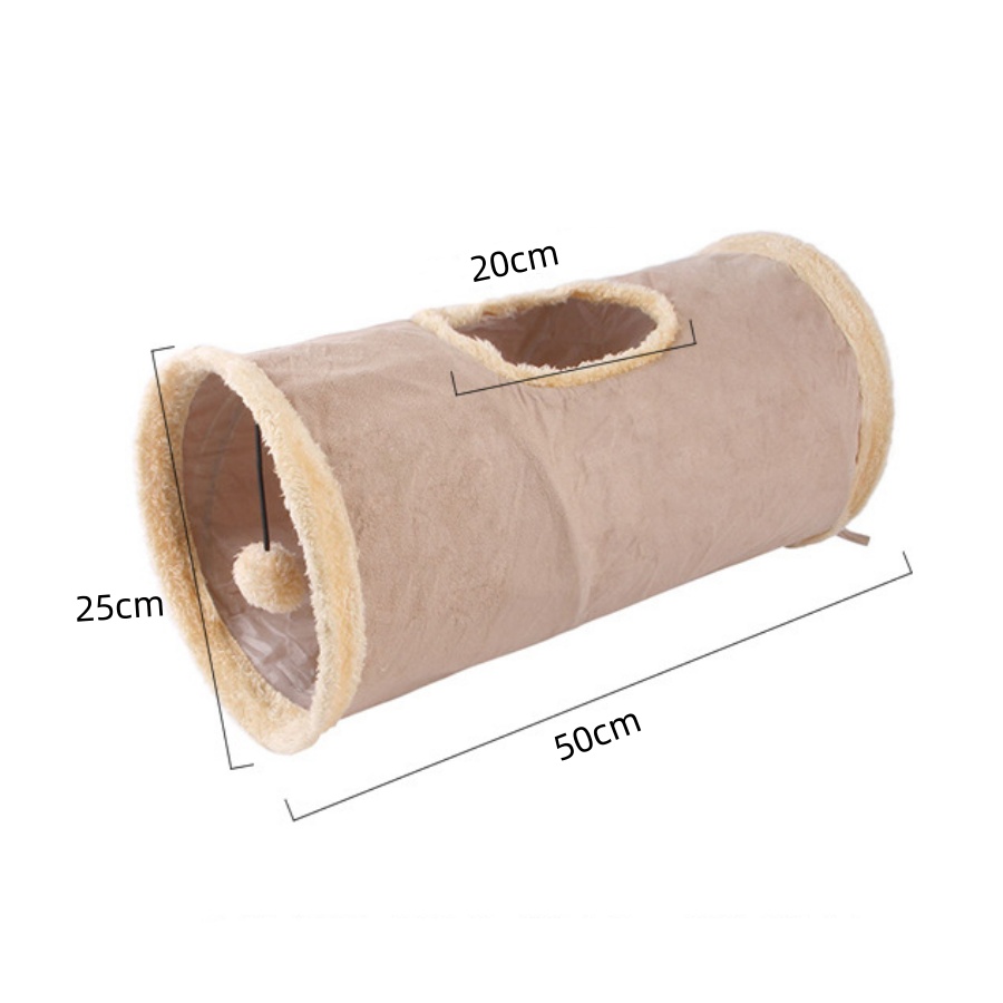 1 foldable cat tunnel, fluffy cat channel with ringing paper cat toys, suitable for cats hiding nature, convenient storage