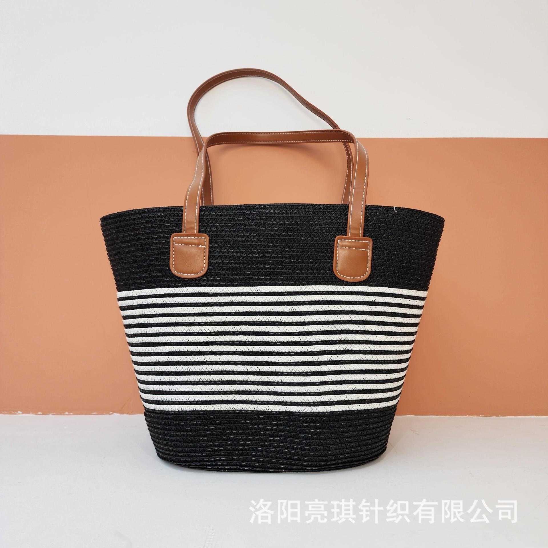 Grass Woven Bag for Women, Summer Seaside Tote Bag, Large Capacity Woven Shoulder Bag, Rattan Woven Grass Bag, Vegetable Basket, Water Bucket Bag, Tre