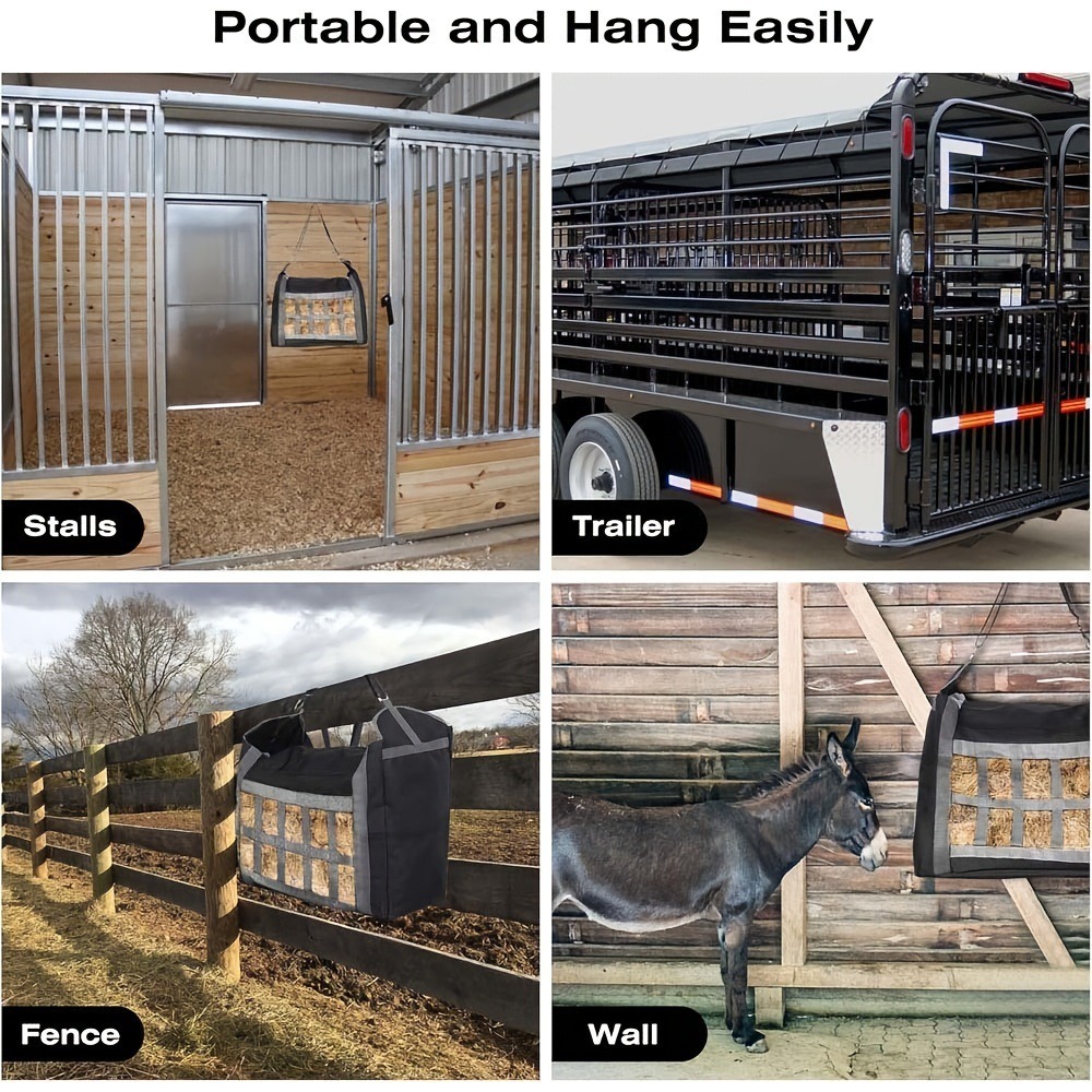 Pet Supplies Hangable Horse Feed Bags Oxford Fabric Convenient Hay Bags Large Capacity Portable Hay Net Donkey