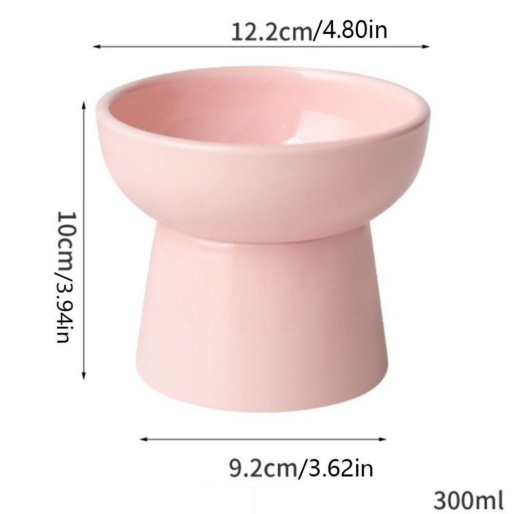High Foot Cat Elevated Bowl 300ml Raised Dog Food Water Feeders Ceramic Neck Protection Pet Feeding Dishes Small Dogs