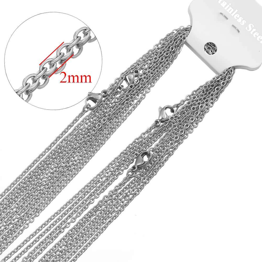 10Pcs/lot 50cm Stainless Steel k Necklaces Cuban Cross Chains Accessories for DIY Gifts Jewelry Making Bulk Wholesale