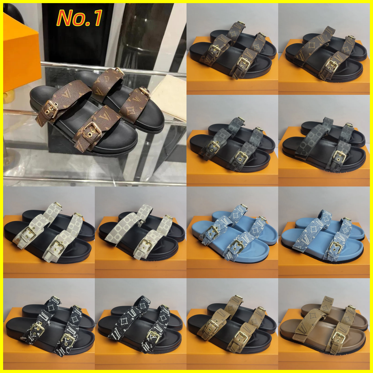 Bom Dia Genuine Leather sandal Slipper Casual Shoe summer beach gladiator Mules hasp New womans top quality Flat Slide Men Designer Sliders sandals 35-45