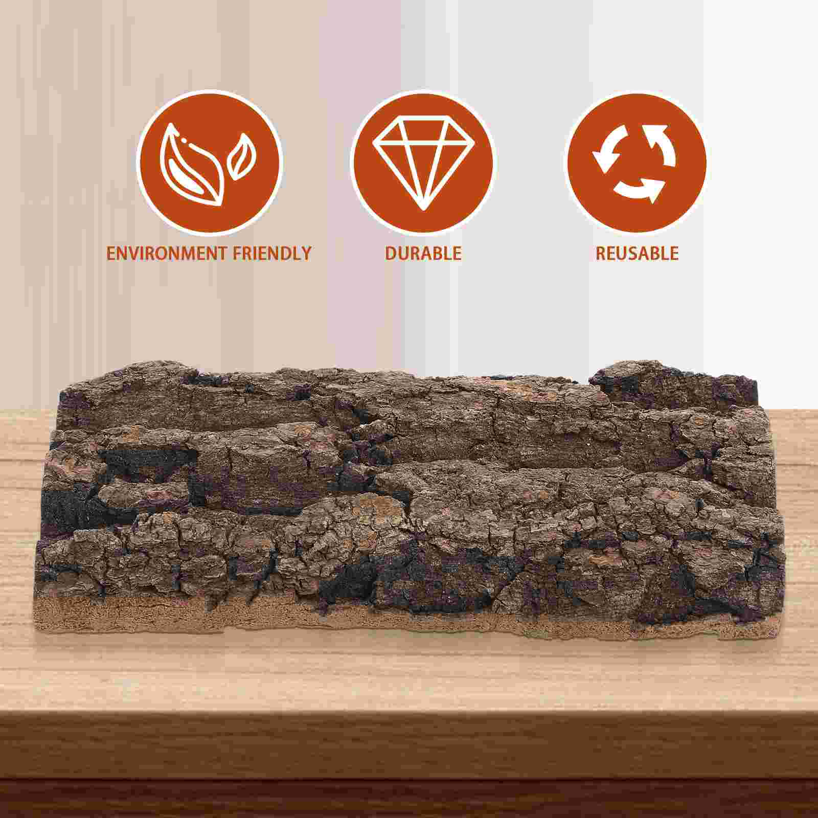 3 Pcs Fish Tank Landscaping Cork Reptile Decor Plant Terrarium Glass Desktop Aquarium Natural Bark Background Accessories