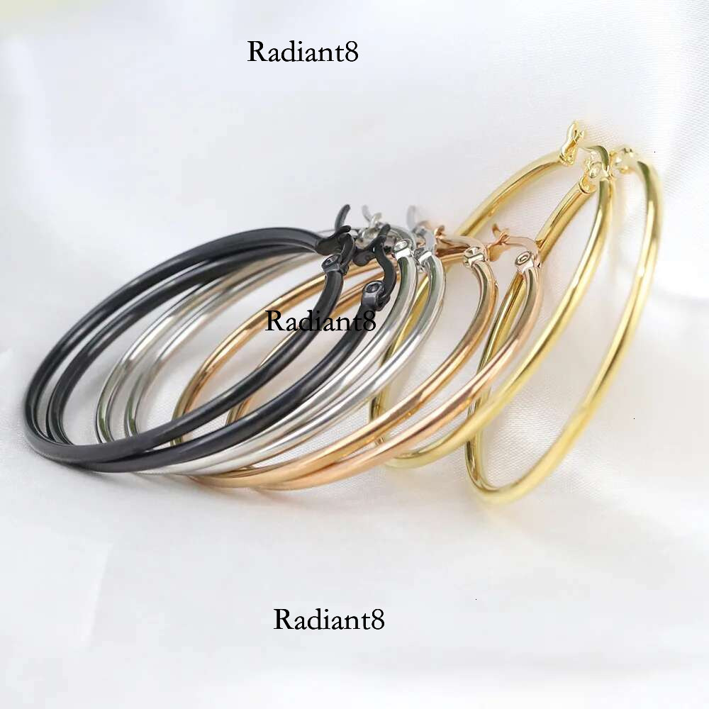 HNSP 50MM Circles Stainless Steel Hoop Earrings For Women Ear Jewelry Fashion Trend Female Girl Accessory