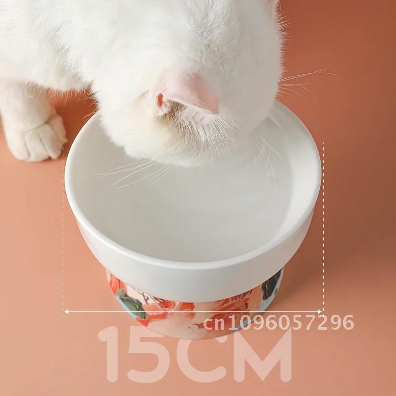 Chinese Style Cat Bowl Ceramic Pet Food Small Feeders Drinking Feeding Dogs Eating Products Supplies Cats Water Elevated