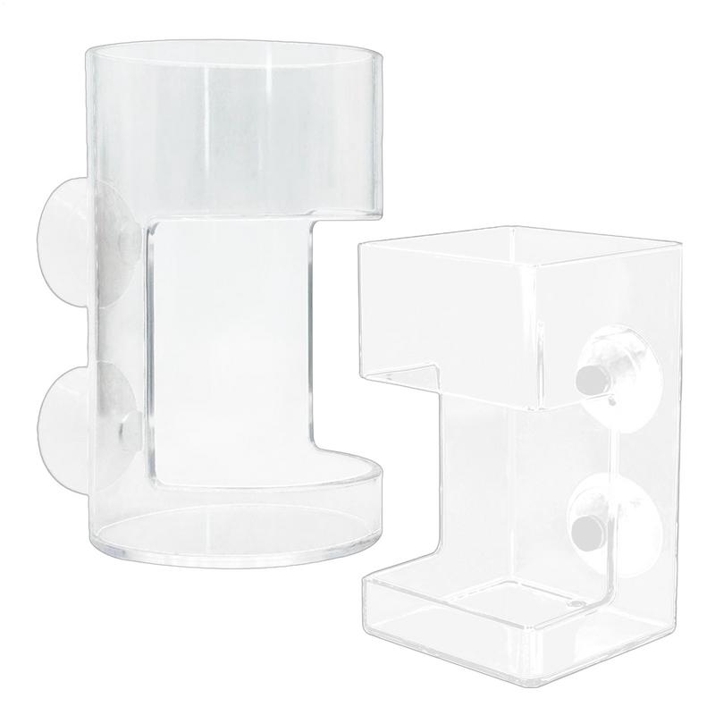 Transparent Square Round Aquarium Feeder Bowl Fish Feeder Aquarium Feeder Food Dispenser Fish Shrimp Feeder with Suction Cup