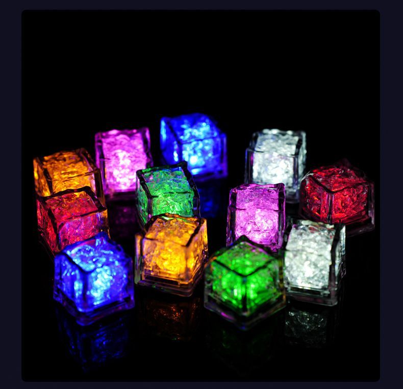 LED Ice Cubes Glowing Night Lights Color change Changeable Novelty Lighting Party Ball Flash Light Luminous Neon Wedding Festival Christmas Bar Wine