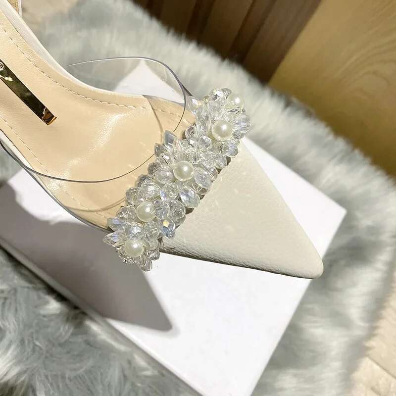 Pumps Women New Crystal Summer Sexy Pointed Toe Thin Heel Party Woman Bg High Heels Shoes Sandals 7.5CM