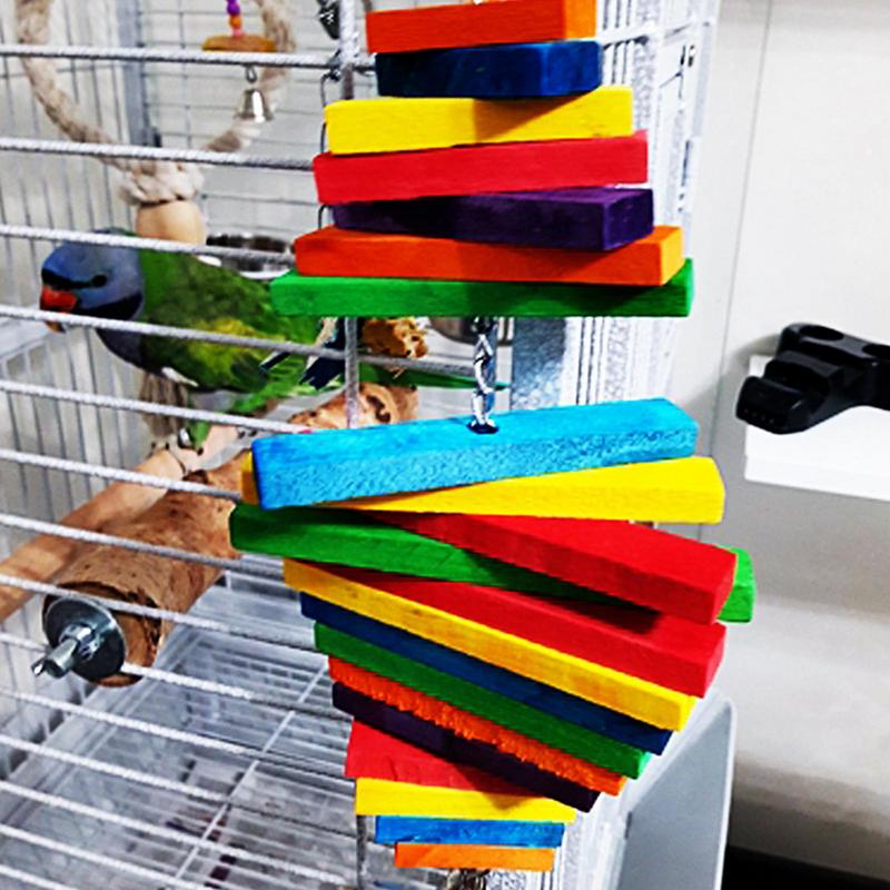 Parrot Bird Toys Parrot Chewing Toys Colordul Parrot Foraging Blocks With Multi Layers For African Grey Macaws Conure Cockatoos