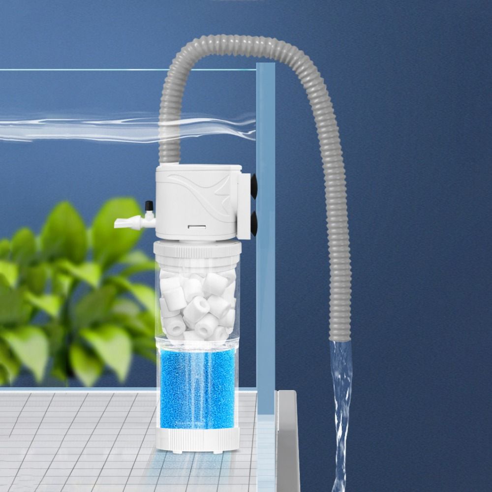 Silent Fish Tank Submersible Filter Plastic 8W/15W Aquarium Filter Pump Water Circulation Pump Removable Fish Poop Collector