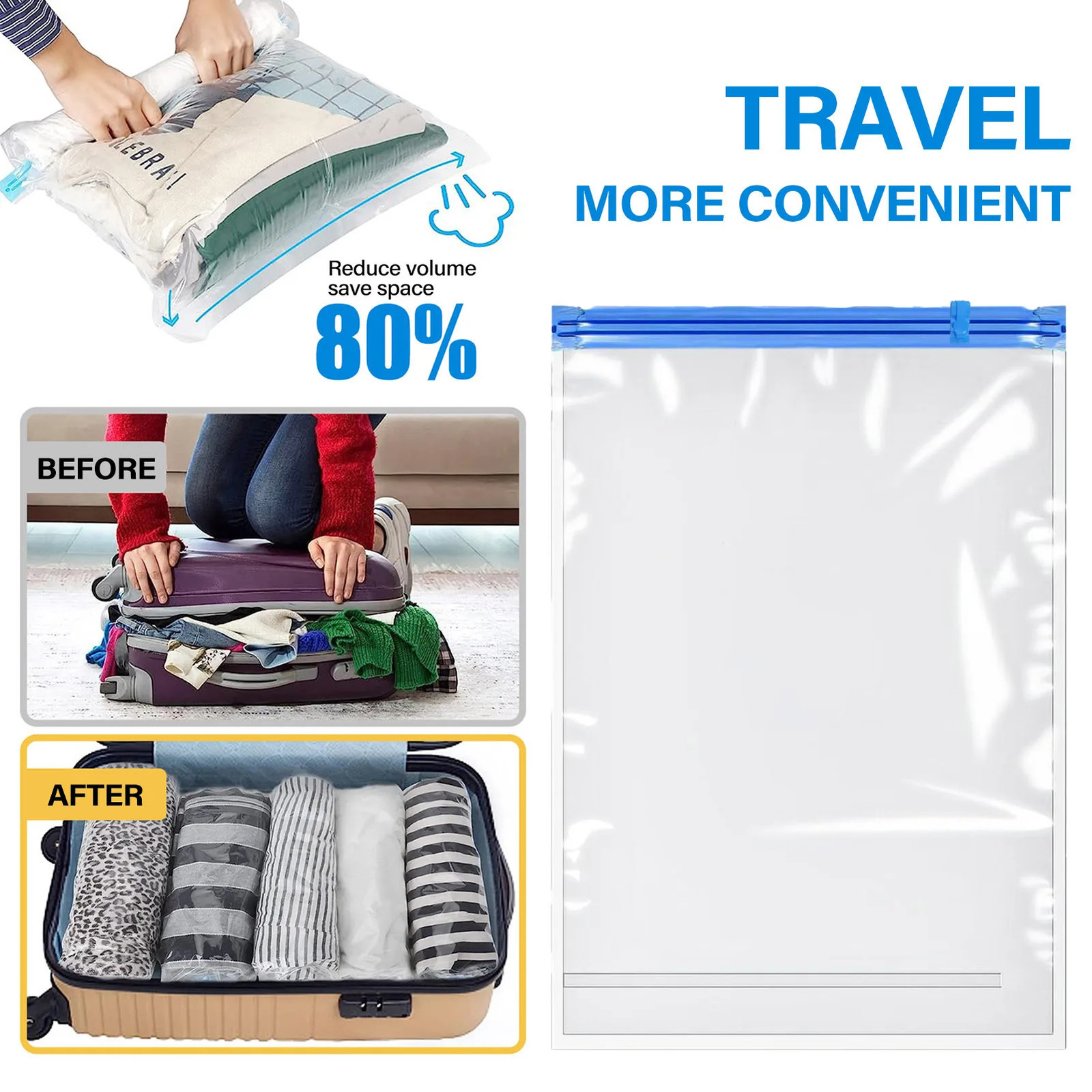 Ship from US 12 Squeezing Travel Vacuum Space Protection Bags Save for Home Moving Academy in Your Luggage n 250305FBB