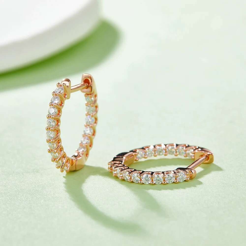 Sterg Sier Full Moissanite Dia Small Hoop Earrings Fashion for Women Wedding Jewelry Accessories