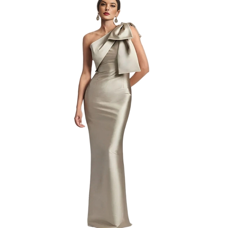 Elegant One Shoulder Mother Of The Bride Dresses Champagne Floor Length Simple Wedding Guest Dress 2025 Groom Mom Long Formal Party Gown