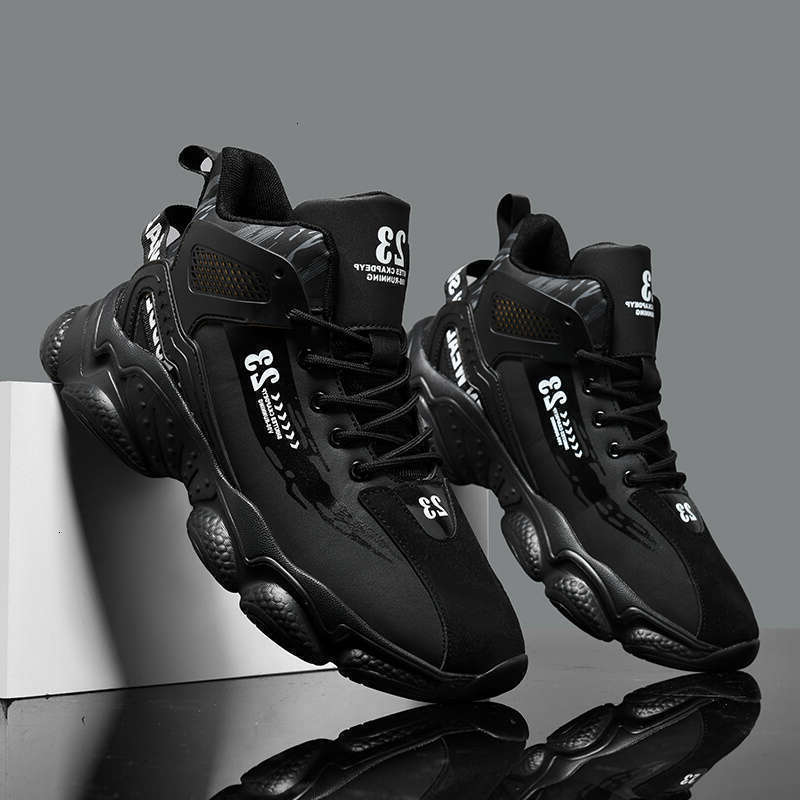 Men's high top basketball fashionable an ti sli p training, walking and running shoes, casual sports shoes