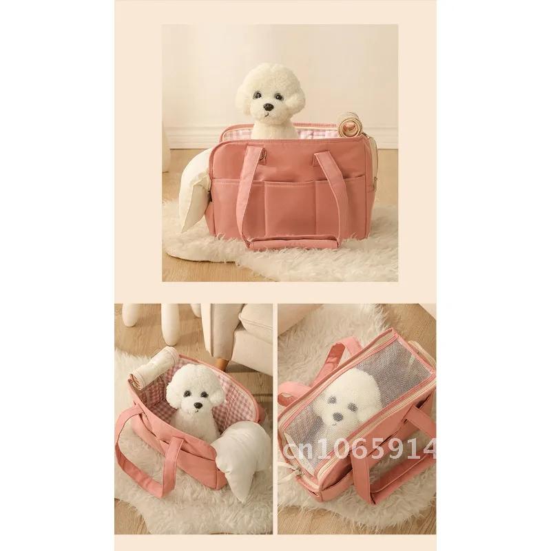 2024 Korean New Large Capacity Cat Portable and Dog Dog Bag Small Bag Pet Cotton Bag Teddy Pure Travel