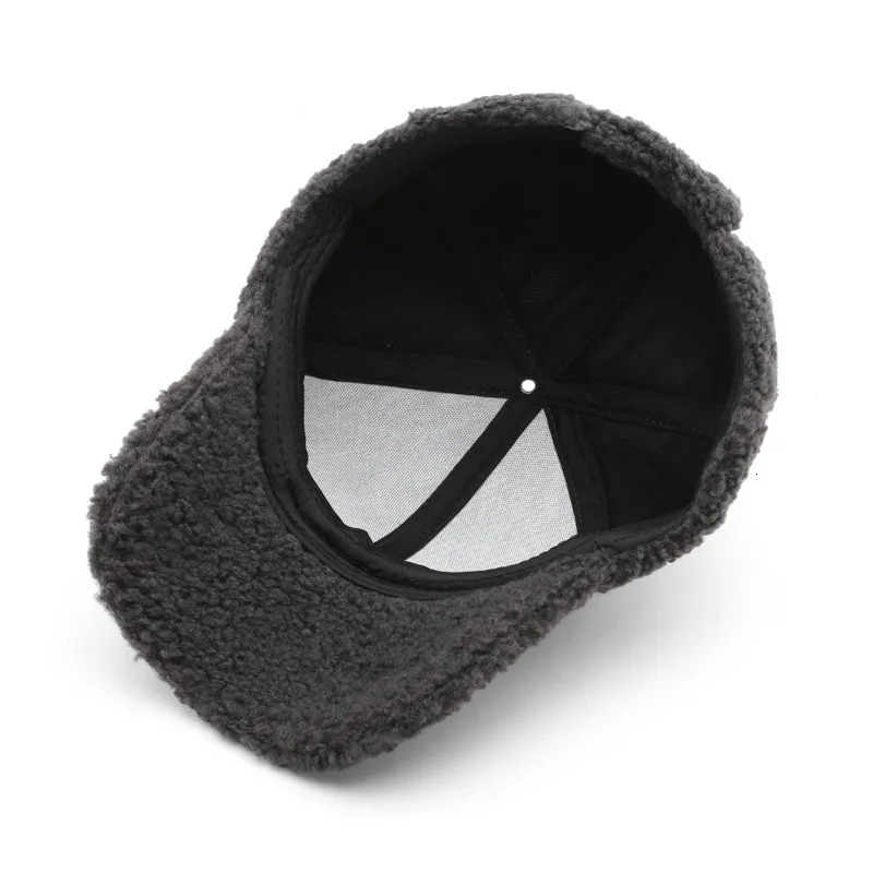 Autumn Winter Baseball Cap Women Artificial Lamb Wool Hats Keep Warm Plush Caps Spring Solid Sunshade 250228