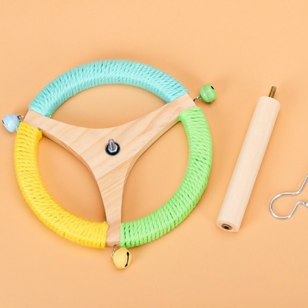 Funny Wood Parrot Rotating Stand Detachable Portable Bird Training Stand with Bells Rotatable Bird Perches Macaw