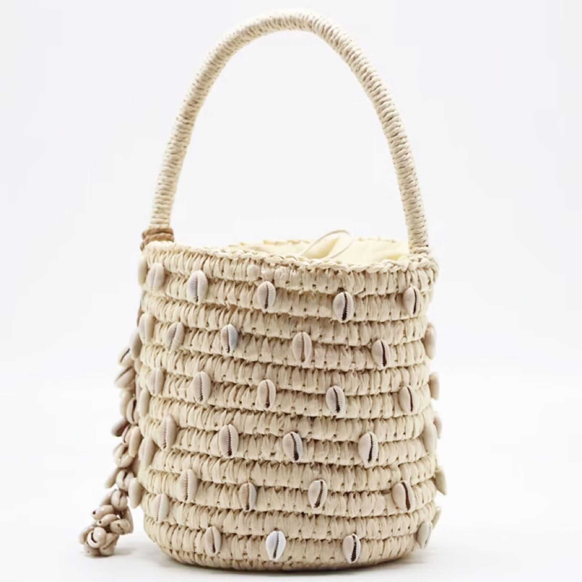 Shell Grass Woven Bag Handheld Women's Bag Summer Beach Bag Hand Woven Bag 250315