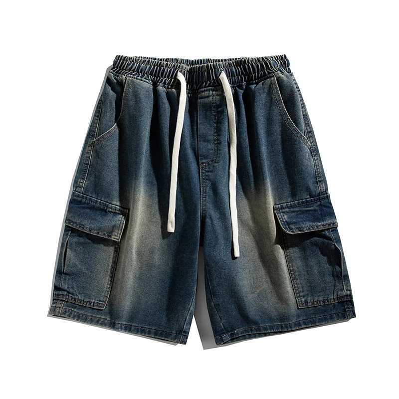 Summer Fashion Male Denim Shorts Vintage Nostalgic Loose Casual Short Jeans Elastic Waist Classic Mens Cargo Shorts StreetwearT250305