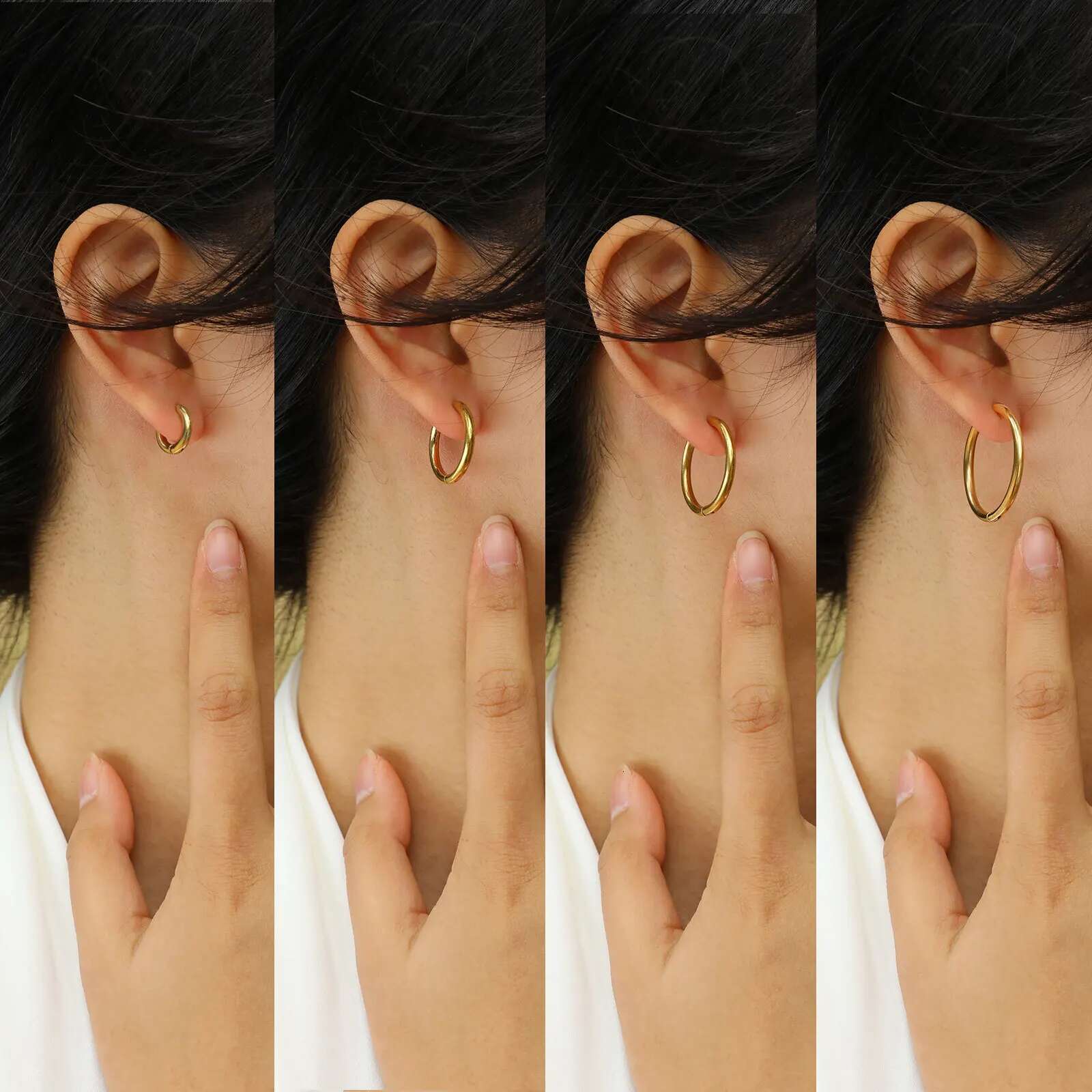 Vnox 11/20/25/30mm Hoop Earrings for Women Girls, Simple Minimalist Stainless Steel Hies, Anti Allergy Hoops