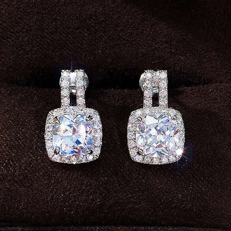 Sterg Sier Stud for Women Bg AAA White Cubic Zirconia Statement Earrings Hot Sale Jewelry