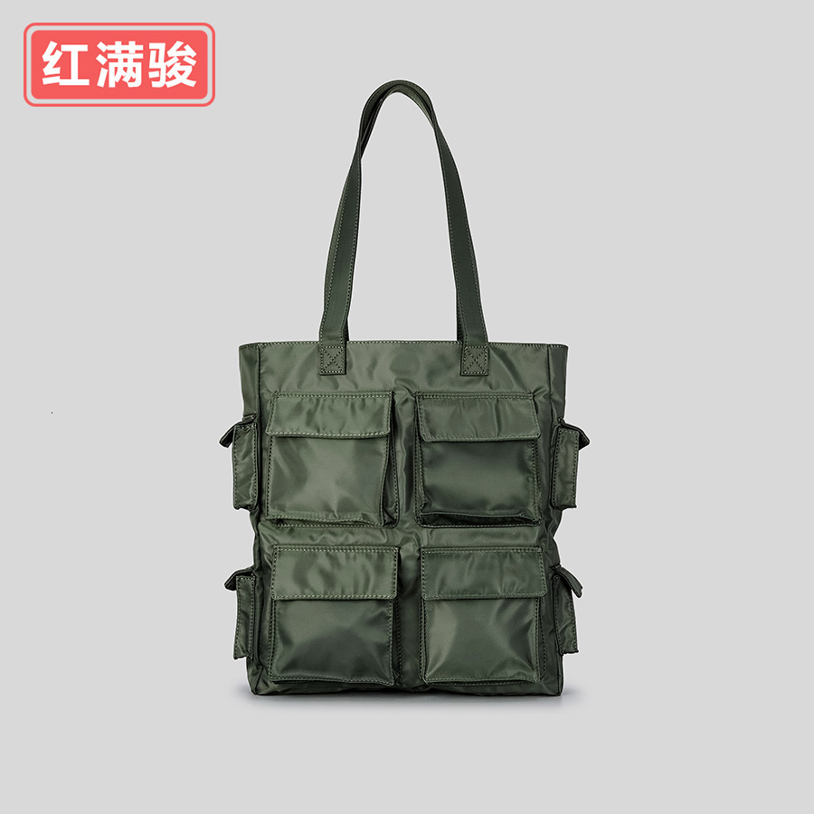 New Workwear Style For Both Men And Women, Large Capacity Nylon Fabric Shoulder Bag, Multifunctional Pocket Tote Bag