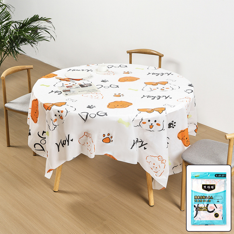 Portable Pastoral Style Disposable Plastic PE Square Thickened Tablecloth
