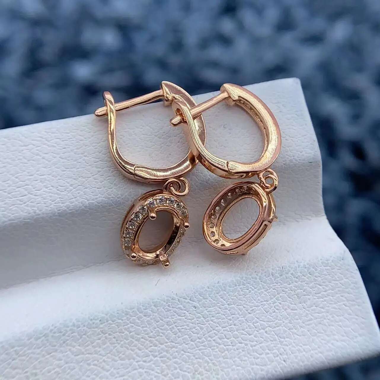 MeiBaPJ Inlay Elliptical 5*7/6*8/7*9/8*10mm S Sterg Sier DIY Empty Earrings Full Drilg Weddings Exquisite Jewelry
