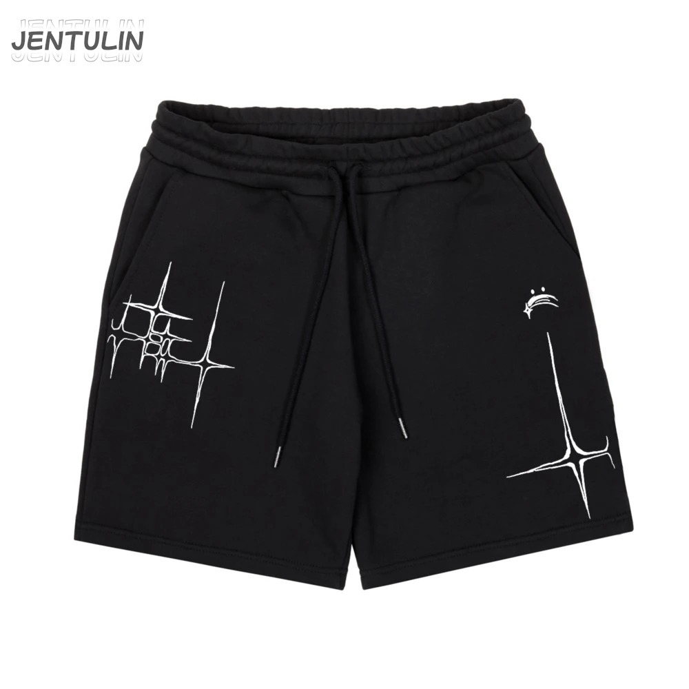 Harajuku Street Mens Shorts Lyrics Graphics Printed Oversized Jorts Baggy Y2k Unisex Korean Fashion Gothic 250304