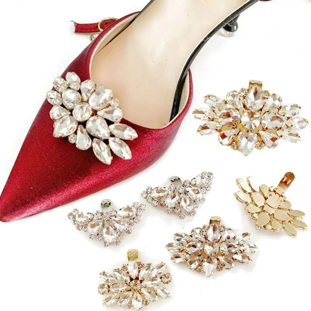 1 bridal shoe decoration clip accessory Rhine stone high heel charm buckle detachable wedding metal clip 250218