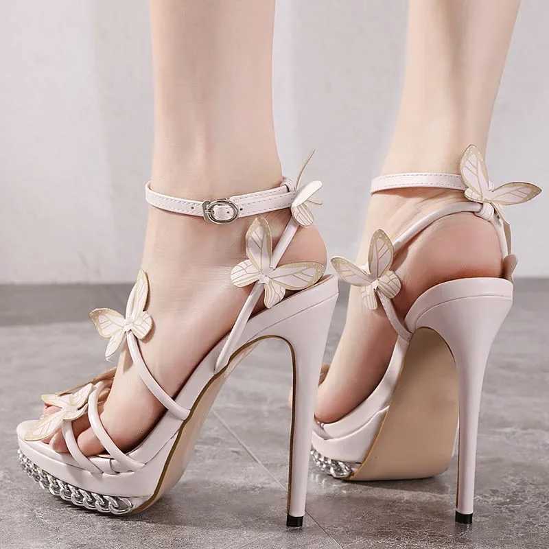 Sexy Stiletto Womens Sandals Narrow Band Butterfly 14cm Super High Heels Sandals Ladies Heels Shoes Summer High QualityXJ2500305