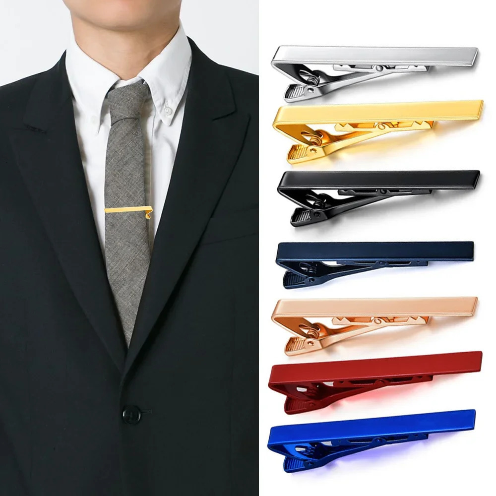 Tie Clip for Men Metal Copper Simple Bar Clasp Fashion Mens Classic Practical Clips Clamp Pin Jewelry Necktie Accessories 250228