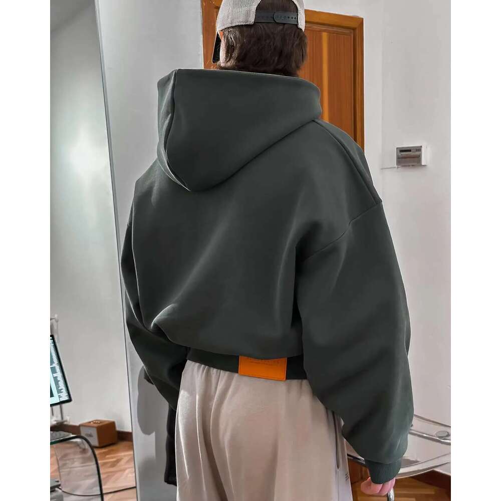 Heavyweight Crop Cut Big Hoodie Custom 700Gsm Cotton Solid Color Cropped Hoodies