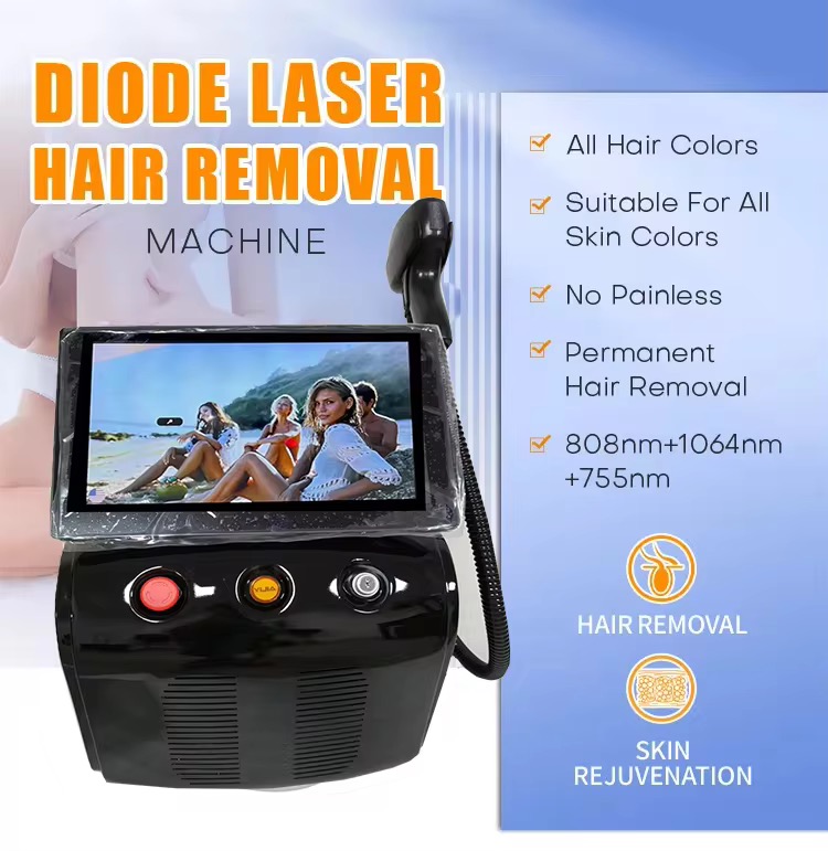 2025 Professional Ice Platinum Titanium 808nm Diode Laser Device 3 Wavelength 755 808 1064 Diode Laser Hair Removal Machine