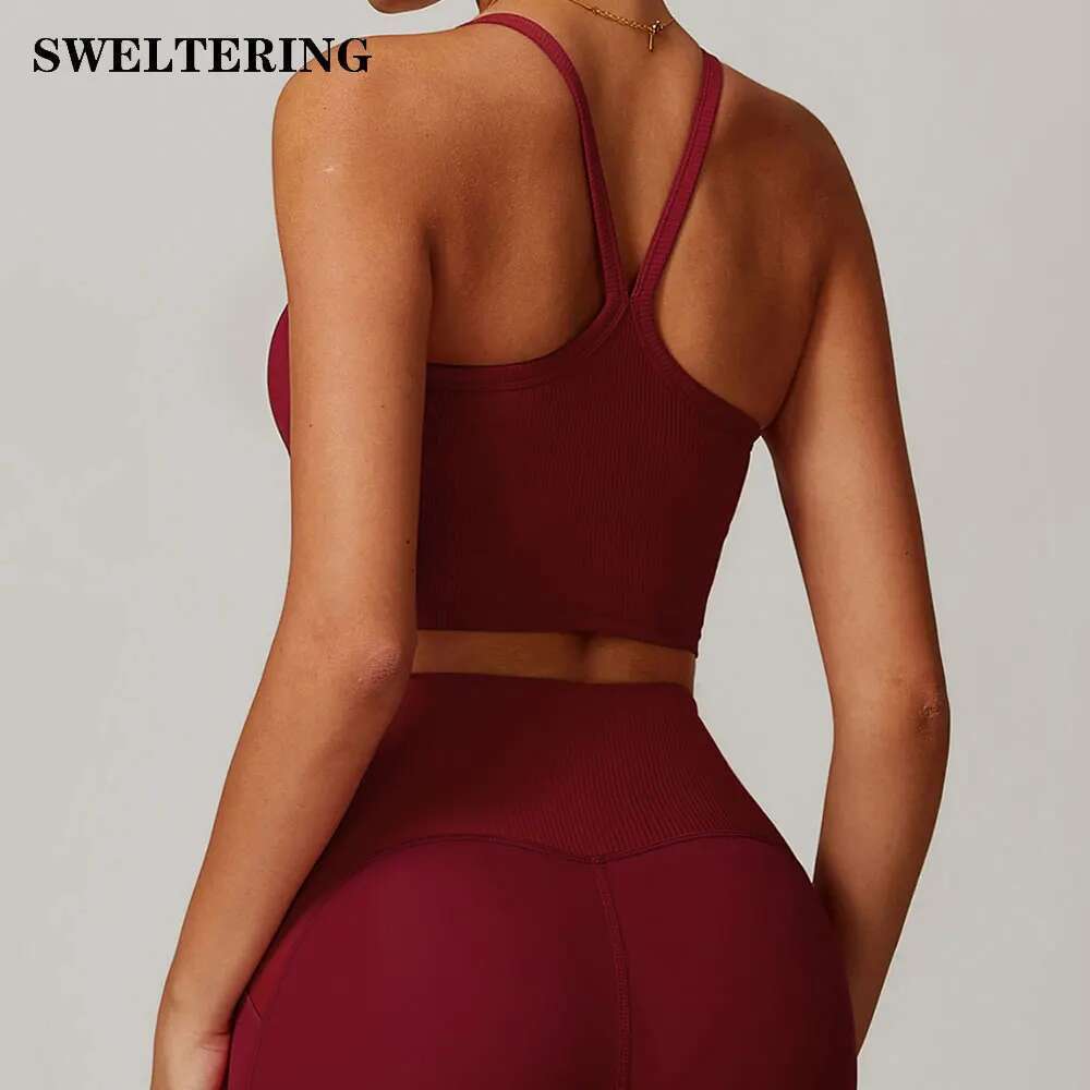Sports Ladies Sexy High Support Impact Women's Yoga Underwear Ribbed Running Fiess Padded Bralette Push Up Workout Bra Kl-My