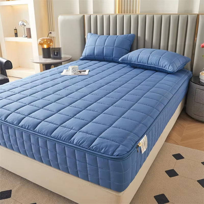 6-Sides Full Enclosed Thicken Fitted Sheet Mattress Cover with Zipper Custom Size Quilted Bed Sheet Anti-mite Mattress Protector