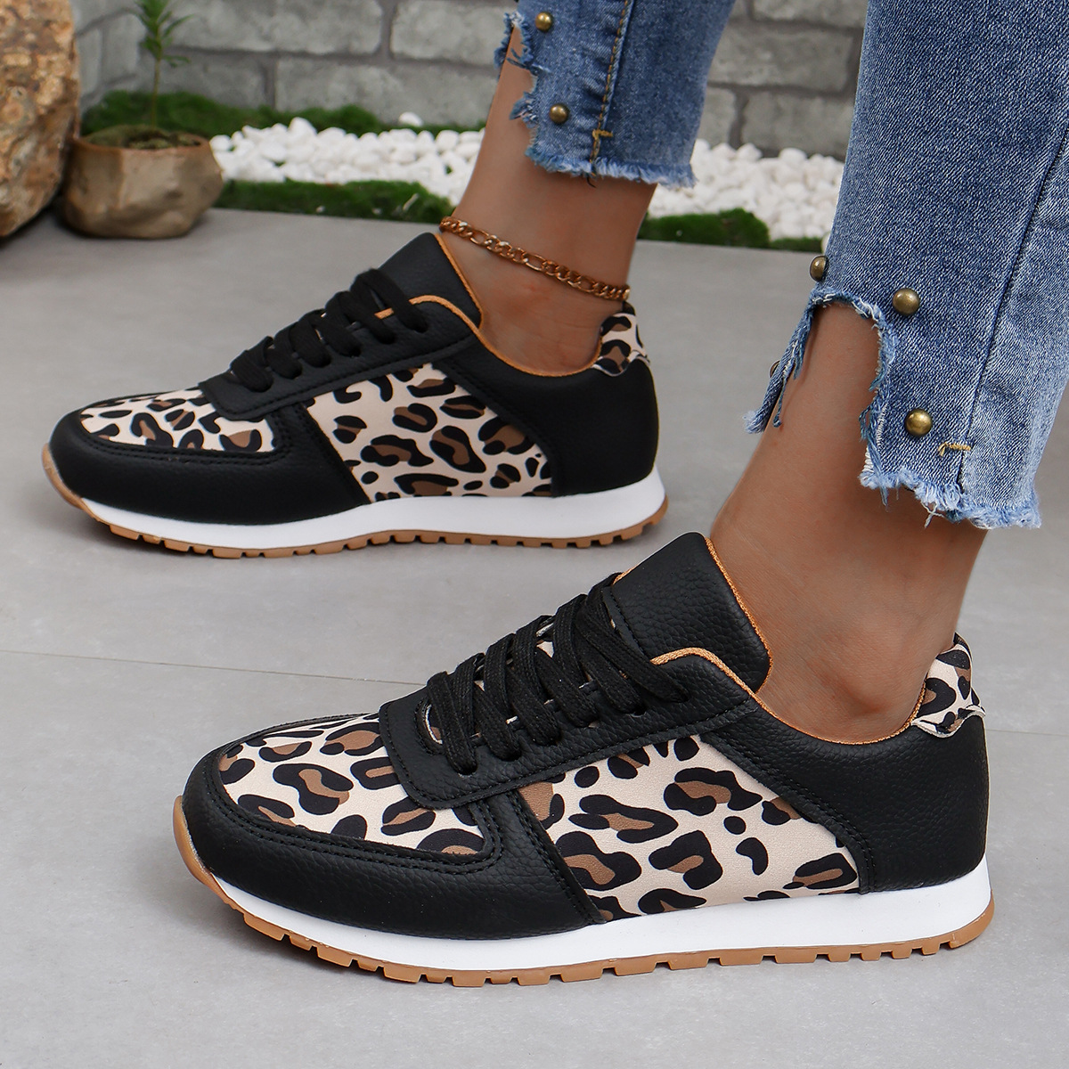 Leisure color leopard print sport autumn winter new oversized sports shoes 2025 temu with thick sole for and women ddmykukumalu