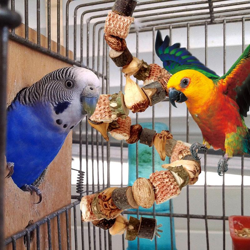 Natural Bird Toys Natural Log Blocks Bird Chewing Strings Cockatoo Toys Cockatiel Foraging Toys Climbing Ladders Parrot