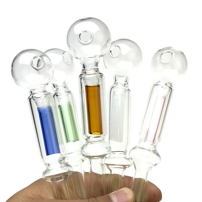 5.6 Inch Glass Oil Burner Pipe with 30mm Big Bowls 12mm 2mm Thick Pyrex Straw Tube Colorful Filter Hand Smoking Pipes