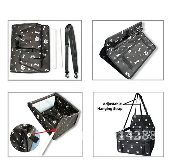 Dog Car With Seat, Oxford Breathable Folding Soft Washable Travel Bag Travel Cats, Safety Booster For Pet Leash Bag Carrier