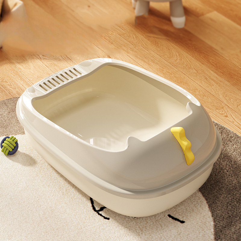 Cat Litter Box Cat Toilet Large Capacity Kitty Sandbox Cats Bathroom Semi Closed Cleaning Basin Splashproof Cats Tray Pet Supply